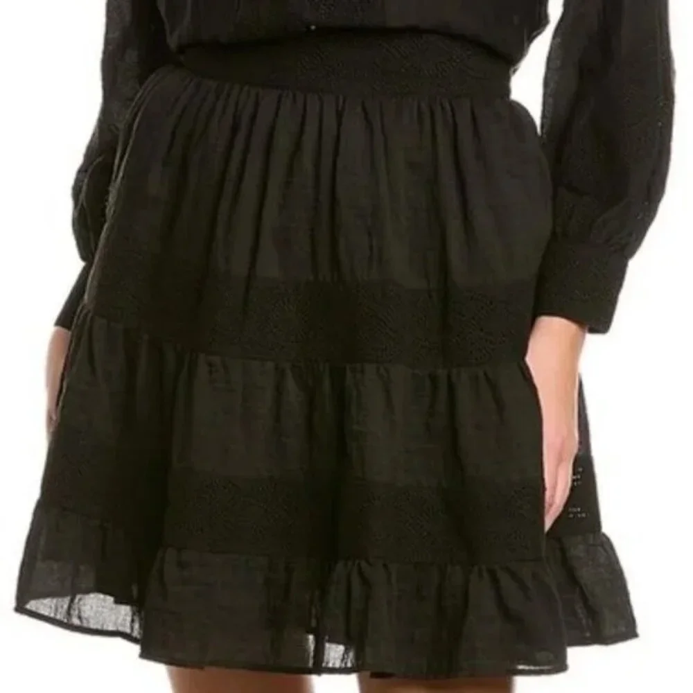 Keepsake The Label Moving On Embroidered Eyelet Tiered Mini Skirt Size XS NWT